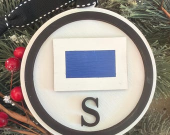 S Nautical Sailing Flag Ornament | Nautical Wedding Gift Tag | Personalized Sailing Flag Christmas Ornament | Sailing Gift Idea