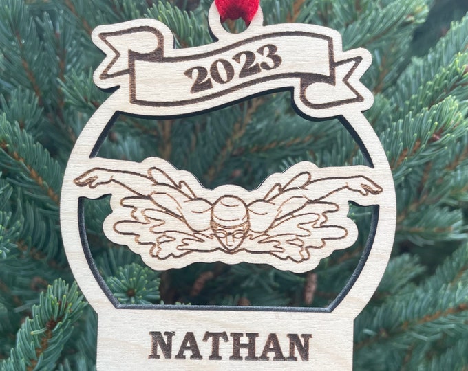 Swimming 2024 Boy Swimmer Christmas Ornament | Personalized Swim Ornament | 2024 Christmas
