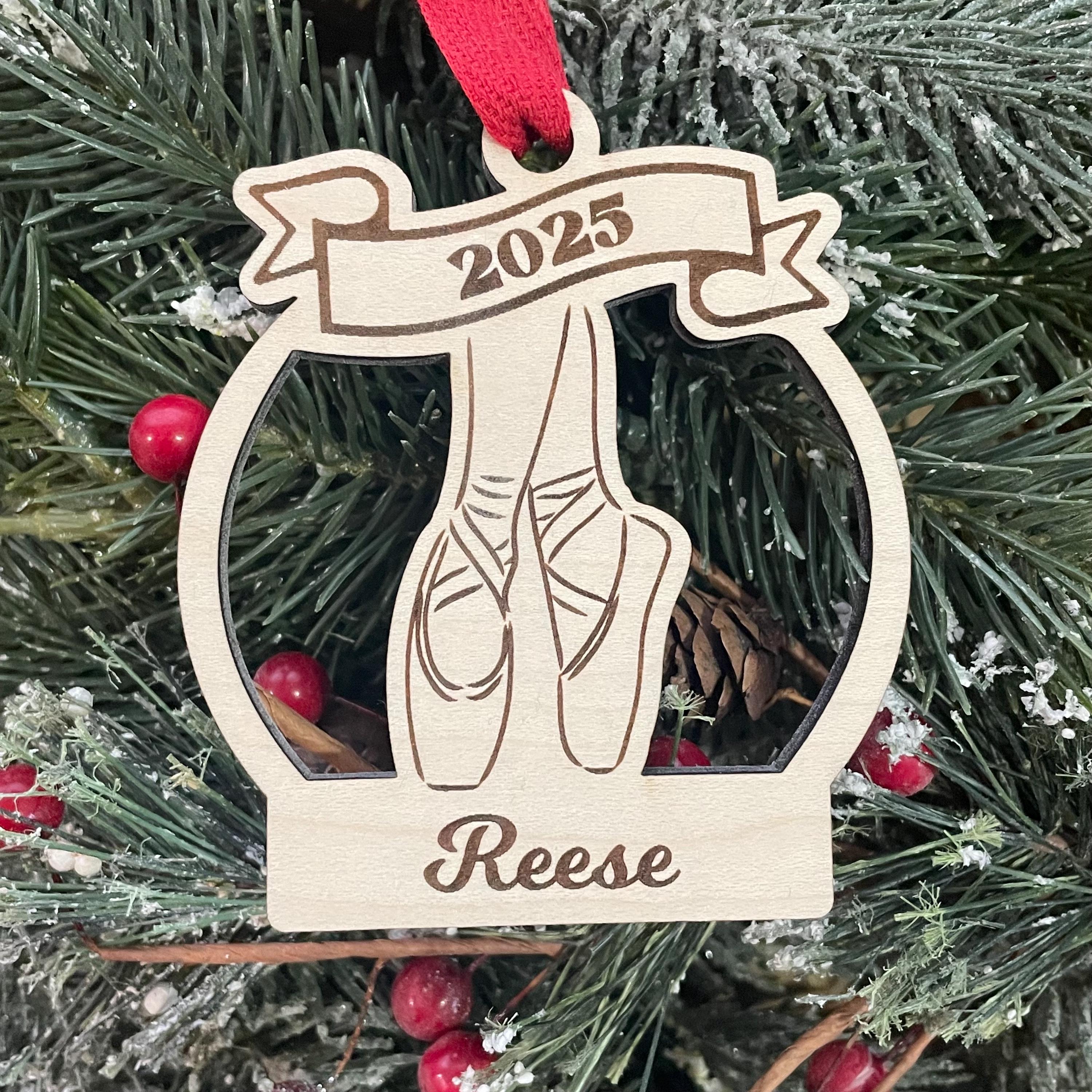 Personalized Dancer Christmas Ornament: Engraved Wood, 2026