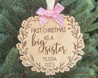 First Christmas as a Big Sister | Sister Christmas Ornament | New Sibling Gift | 2024 Christmas Ornament