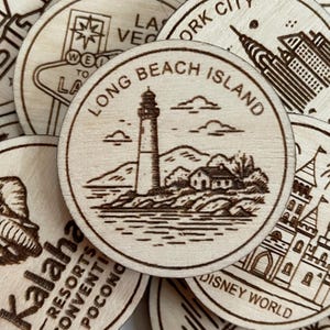 Jeton ou aimant de voyage de l'île de Long Beach | Jetons de collection pour l'état, la ville, le monument, les parcs nationaux ou le pays du bois | Jeton de suivi de voyage