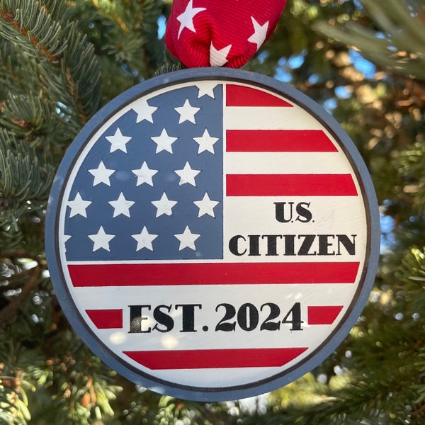 U.S. Citizen Est. 2024 Ornament | United States Citizenship Gift | US Citizen Gift Idea | New Citizen Ornament