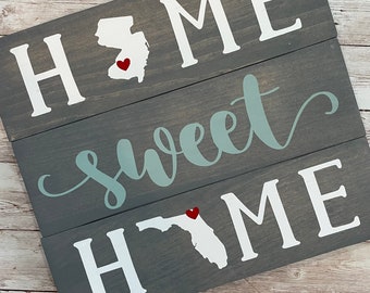 New Jersey to Florida State Sign | Two State Home Sign | New Home Gift idea | Housewarming Gift Idea | 2 State Sign | Moving away gift