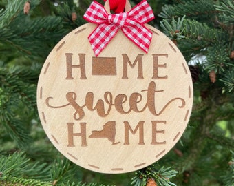 Ornement en bois du Colorado à New York Home Sweet Home | État à État Accueil | Idée cadeau pour une nouvelle maison | Idée cadeau de pendaison de crémaillère | Noël 2024