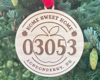 Home Sweet Home Zip Code with Apple Ornament | Apple Christmas Ornament