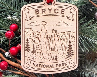 Template National Park Ornament: Engraved Wood Destination Collector Souvenir