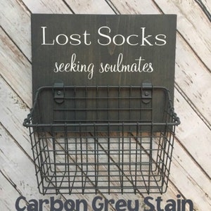 Laundry Room Sign Combo Keep the Change AND Lost Socks Seeking Solemates or Soulmates Wood sign with attached glass Coin Jar image 8