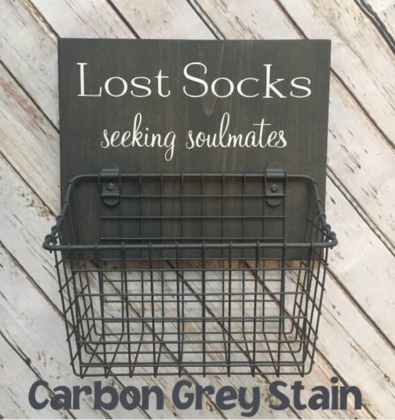 Laundry Room Sign Combo Keep the Change AND Lost Socks Seeking Solemates or Soulmates Wood sign with attached glass Coin Jar image 8