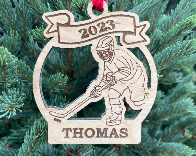 Hockey Boy Player or Goalie 2025 Ornament | Hockey Team Christmas Ornament | Personalized Hockey Player Ornament | 2025 Christmas
