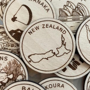 Jeton ou aimant de voyage en Nouvelle-Zélande | Jetons de collection pour l'état, la ville, le monument, les parcs nationaux ou le pays du bois | Jeton de suivi de voyage