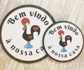 Portuguese Rooster Round Wood Sign | Bem Vindo à Nossa Casa | Galo de Barcelos Housewarming Gift | 4 sizes Available