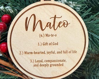 Mateo Name Definition Ornament or Sign or Magnet | Name Meaning Gift | 2026 Baby Shower Gift | Name Meaning Ornament | Baby Shower Gift Tag