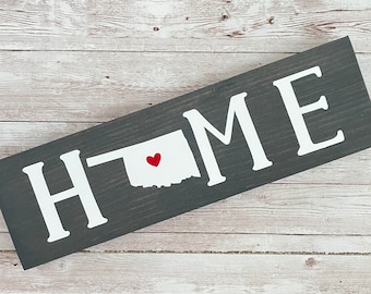 Oklahoma Home State Wood Sign: Housewarming Gallery Wall Decor