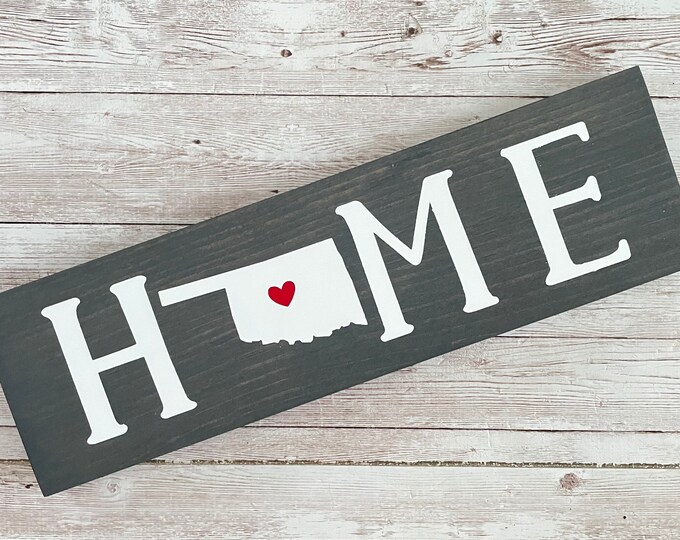 Oklahoma Home State Wood Sign | Housewarming | Gallery Wall Decor | 3 sizes Available 3.5” x 12”, 5.5 x 18” and 9 x 32” Sign