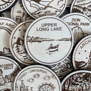 Jeton ou aimant de voyage de Upper Long Lake | Jetons de collection pour l'état, la ville, le monument, les parcs nationaux ou le pays du bois | Jeton de suivi de voyage