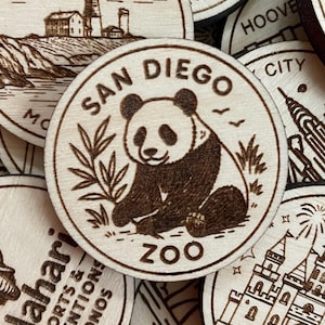 Jeton ou aimant de voyage du zoo de San Diego | Jetons de collection pour l'état, la ville, le monument, les parcs nationaux ou le pays du bois | Jeton de suivi de voyage