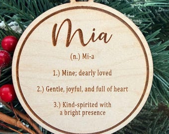 Mia Name Definition Ornament or Sign or Magnet | Name Meaning Gift | 2026 Baby Shower Gift | Name Meaning Ornament | Baby Shower Gift Tag