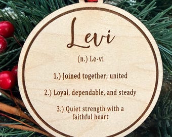 Levi Name Definition Ornament or Sign or Magnet | Name Meaning Gift | 2026 Baby Shower Gift | Name Meaning Ornament | Baby Shower Gift Tag