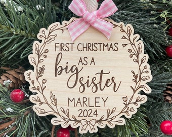 First Christmas as a Big Sister | Sister Christmas Ornament | New Sibling Gift | 2025 Christmas Ornament