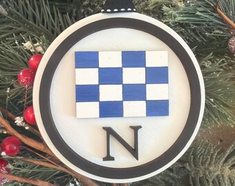 N Nautical Sailing Flag Ornament | Nautical Wedding Gift Tag | Personalized Sailing Flag Christmas Ornament | Sailing Gift Idea