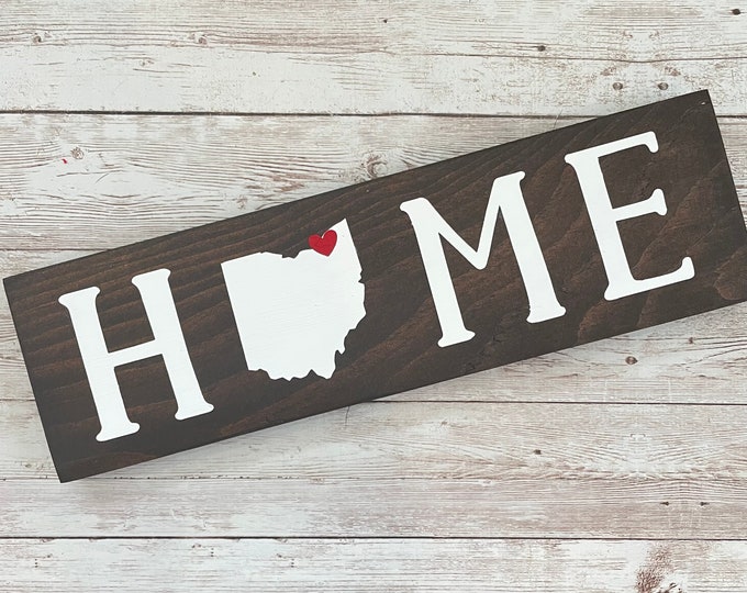 Ohio Home Wood Sign | Housewarming Gift | Gallery Wall Decor | 3 sizes Available 3.5” x 12”, 5.5 x 18” and 9 x 32” Sign | Realtor Gift Ideas