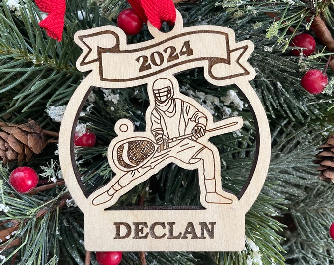 Lacrosse Goalie Player 2025 Christmas Ornament | Personalized Lacrosse Ornament | Lacrosse Team Ornament | 2025 Christmas Ornament