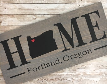 Oregon Home State Wood Sign: Personalized Town Name Decor