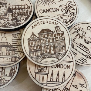 jeton ou aimant de voyage d'Amsterdam | Jetons de collection pour l'état, la ville, le monument, les parcs nationaux ou le pays du bois | Jeton de suivi de voyage