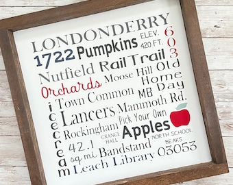 Londonderry NH Subway Art Sign | Painted Town Word Art | Framed Londonderry New Hampshire Home Decor