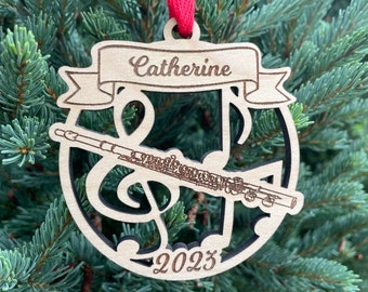 Flute 2024 Christmas Ornament | Personalized Flute Instrument Ornament  | 2024 Christmas