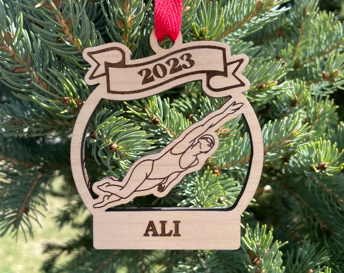 Swimming 2024 Girl Swimmer Christmas Ornament | Personalized Swim Ornament  | 2024 Christmas