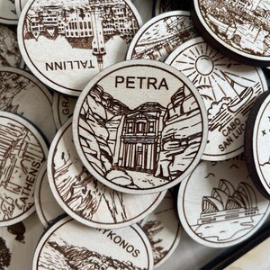 Jeton ou aimant de voyage à Petra | Jetons de collection pour l'état, la ville, le monument, les parcs nationaux ou le pays du bois | Jeton de suivi de voyage