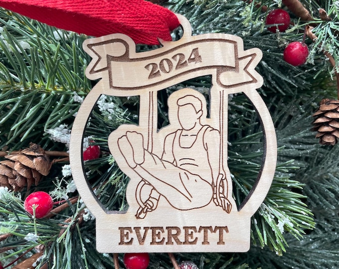 Gymnastics Boy Rings Pommel Horse 2025 Ornament | Gymnast Christmas Ornament | Personalized Gymnastics Ornament | 2025 Christmas