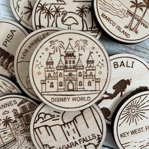 Jeton de voyage ou aimant Disney World | Jetons de collection pour l'état, la ville, le monument, les parcs nationaux ou le pays du bois | Jeton de suivi de voyage