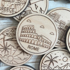 Jeton de voyage ou aimant de ROME | Jetons de collection pour l'état, la ville, le monument, les parcs nationaux ou le pays du bois | Jeton de suivi de voyage