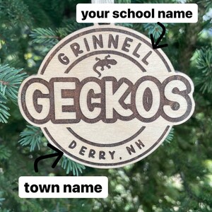 Geckos Maskottchen Schule Ornament | Schulmaskottchen Ornament | Geckos Team Spirit Ornament | Benutzerdefinierte Schule Ornament