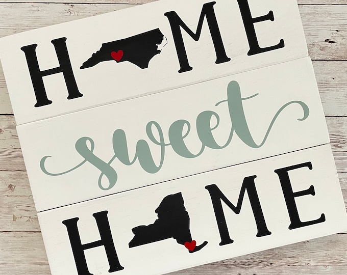 North Carolina to New York Sign | Two State Home Sign | New Home Gift idea | Housewarming Gift Idea | 2 State Sign | Moving away gift