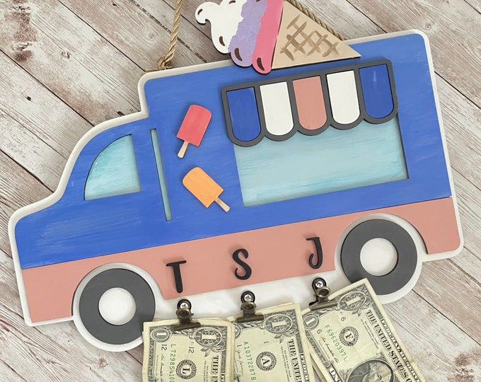 Ice Cream Truck Money Holder Sign | Summer Decor | Ice Cream Truck Fund | Summer Kids Fun Decor