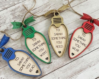 Personalized Christmas Gift Tags | Something you Need Want Read Wear Tags | Personalized Gift Tags | Christmas Traditions