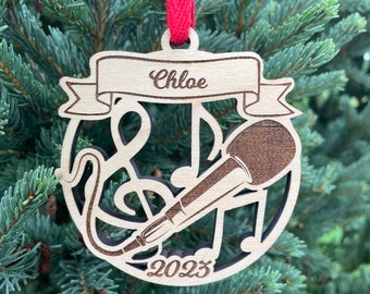 Microphone 2024 Christmas Ornament | Personalized Singer Ornament  | 2024 Christmas