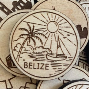Jeton de voyage ou aimant au Belize | Jetons d'état, de ville, de point de repère, de parcs nationaux ou de pays du bois | Jeton de suivi de voyage