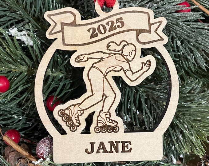 Rollerskating or Rollerblading 2025 Christmas Ornament | Personalized Roller Skater Ornament | 2025 Christmas Roller Blader