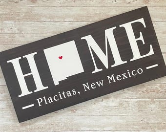 New Mexico Home State wood sign | 2 sizes available | Customized with New Mexico town name | New Mexico Decor