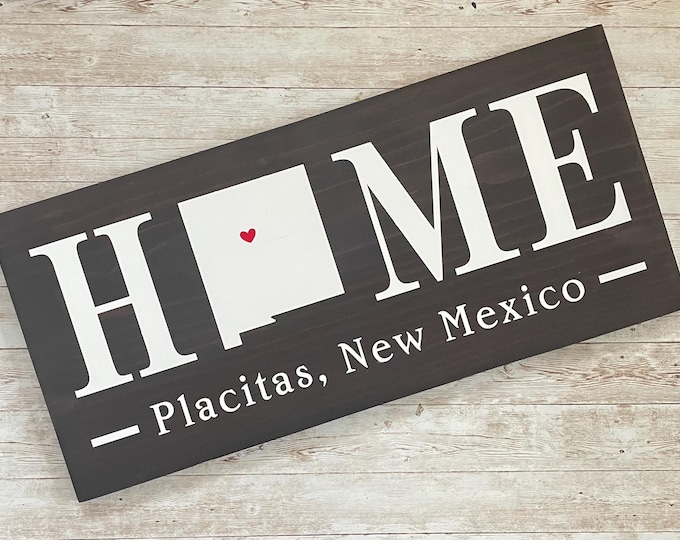 New Mexico Home State wood sign | 2 sizes available | Customized with New Mexico town name | New Mexico Decor
