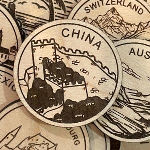 Jeton ou aimant de voyage en Chine | Jetons de collection pour l'état, la ville, le monument, les parcs nationaux ou le pays du bois | Jeton de suivi de voyage
