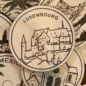 Jeton ou aimant de voyage au Luxembourg | Jetons de collection pour l'état, la ville, le monument, les parcs nationaux ou le pays du bois | Jeton de suivi de voyage