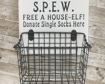 Donate Single Socks Here! Sock Basket | wood sign with attached basket | Laundry Room Decor | Laundry Organization