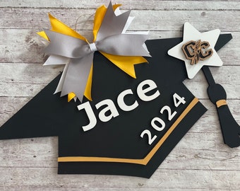 2024 Custom Grad Cap Door Hanger | Senior Grad Decor | High School Graduation Door Sign | Graduation Party Decor