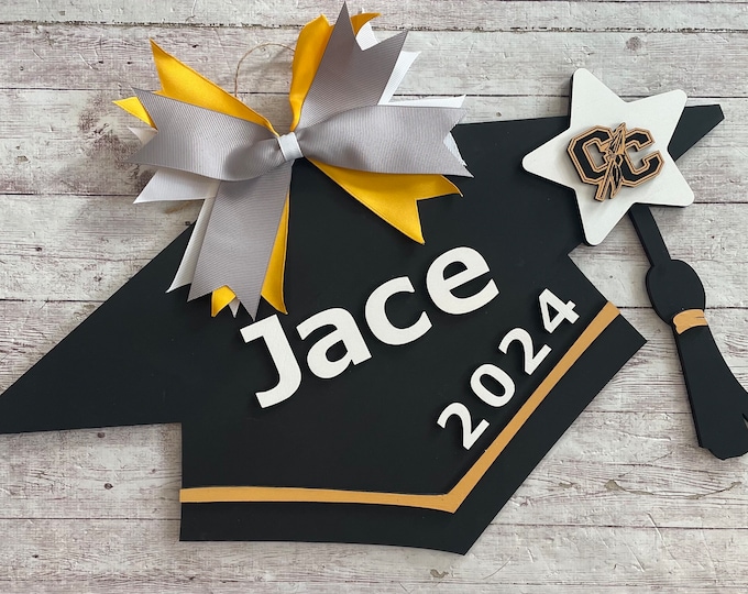 2024 Custom Grad Cap Door Hanger | Senior Grad Decor | High School Graduation Door Sign | Graduation Party Decor