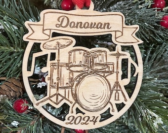 Drums 2026 Christmas Ornament | Drum Set Ornament | Personalized Drummer Ornament  | 2025 Christmas